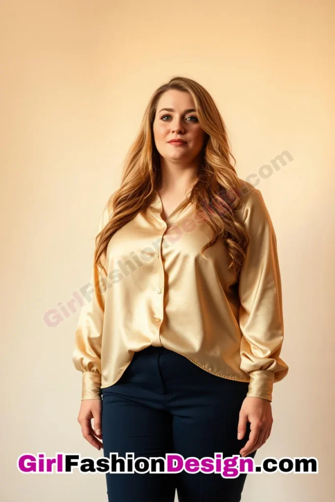 1. Soft Beige Silk Blouse with Navy High-Waisted Trousers For Plus Size Luxury Office Wear (2).jpg