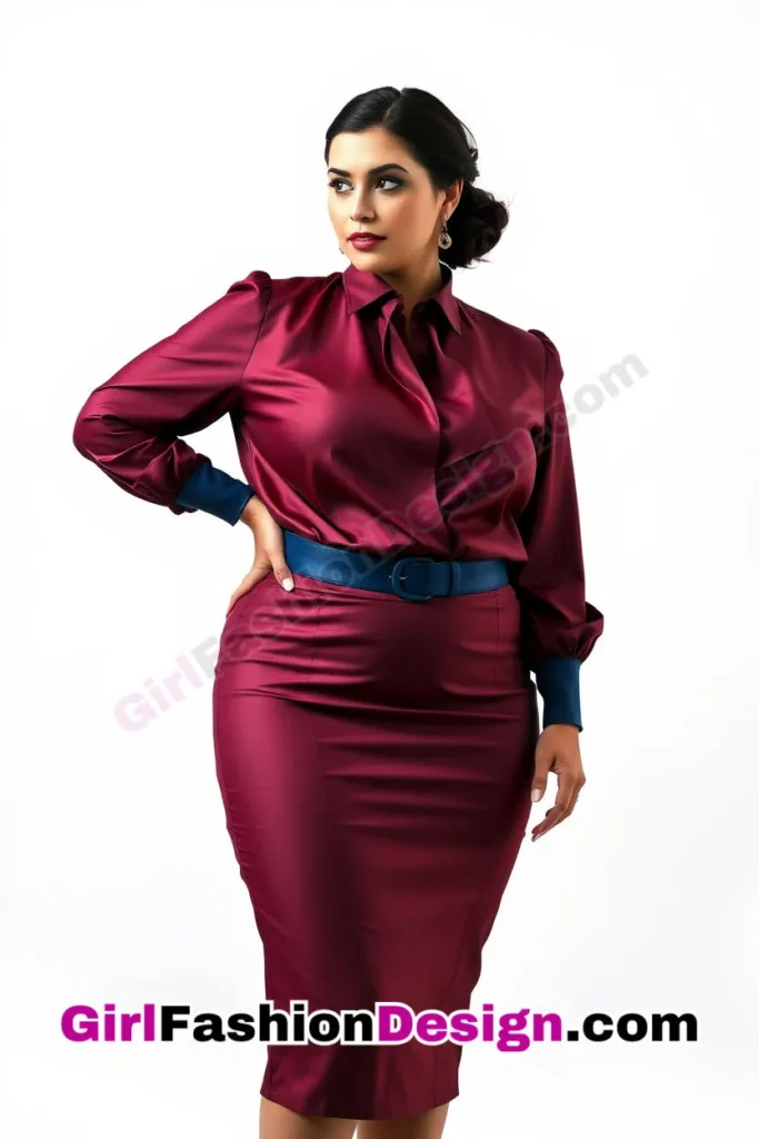 1. Tailored Pencil Skirt with Statement Blouse - 25 Trending Plus-Size Corporate Outfits You Need to Try (2).jpg