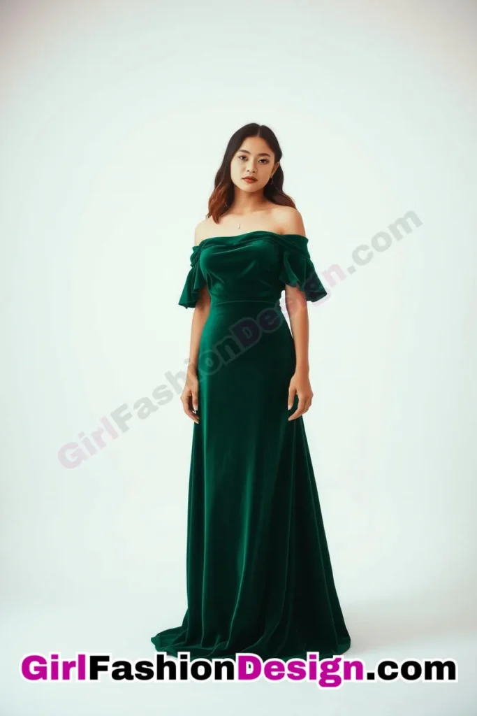 1. The Velvet Off-Shoulder Gown - What to Wear to Look Fabulous 21 Top Emerald Green Dresses for Evening Events (1).jpg