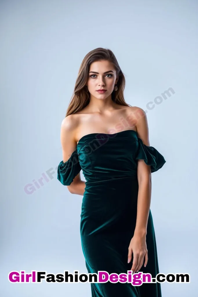 1. The Velvet Off-Shoulder Gown - What to Wear to Look Fabulous 21 Top Emerald Green Dresses for Evening Events (4).jpg