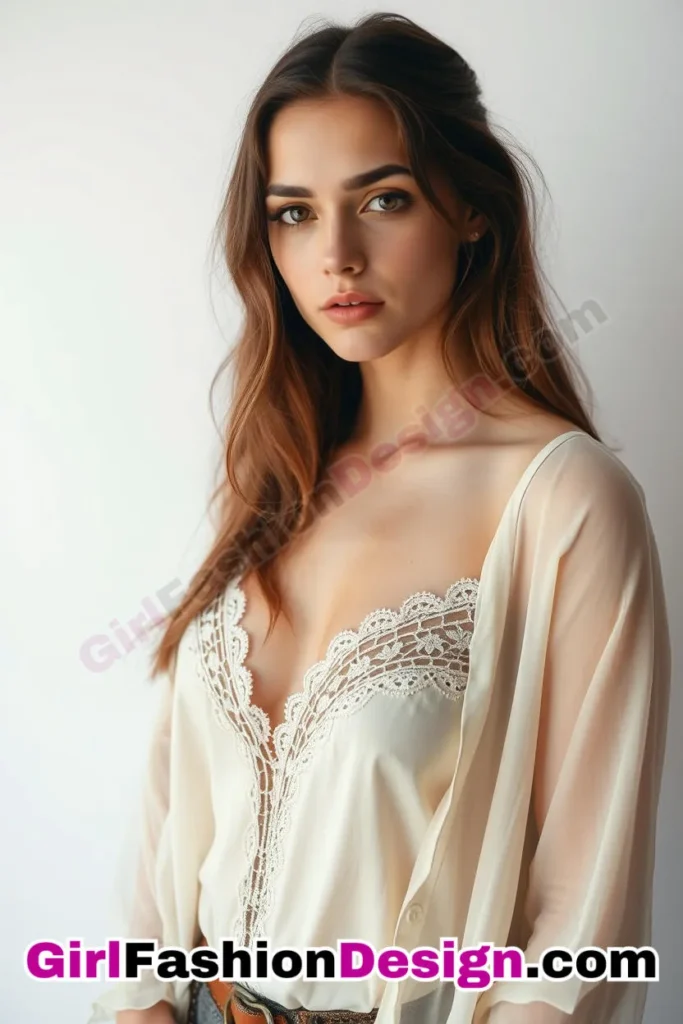 11. Lace-Trimmed Cami under a Sheer Blouse - 51 Top Spring School Outfits for Teen Girls Impress Your Friends with Stylish Looks (5)