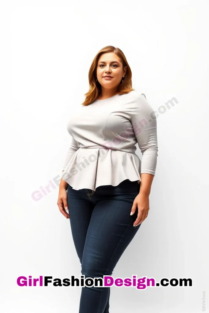 11. Structured Peplum Top with Dark-Wash Jeans - 25 Trending Plus-Size Corporate Outfits You Need to Try (2).jpg