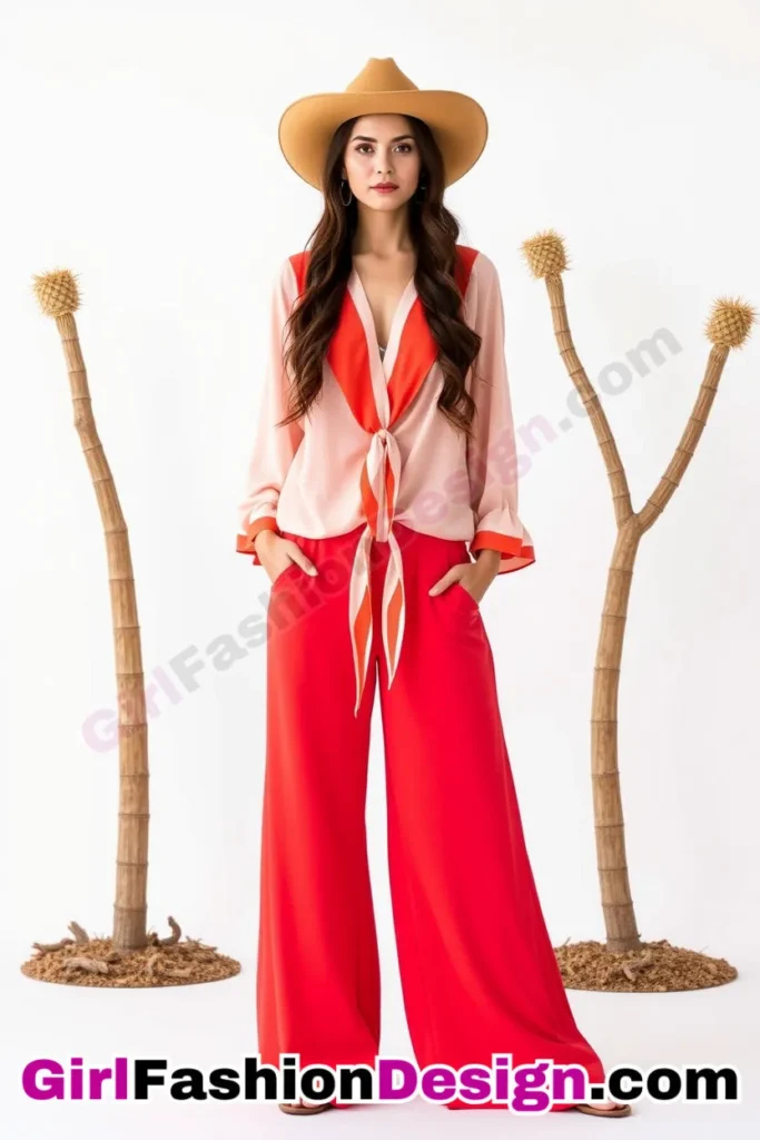 12. Tie-Front Blouse and Palazzo Pants - What Should I Wear in Palm Springs Outfits 31 Best Palm Springs Outfits (2).jpg