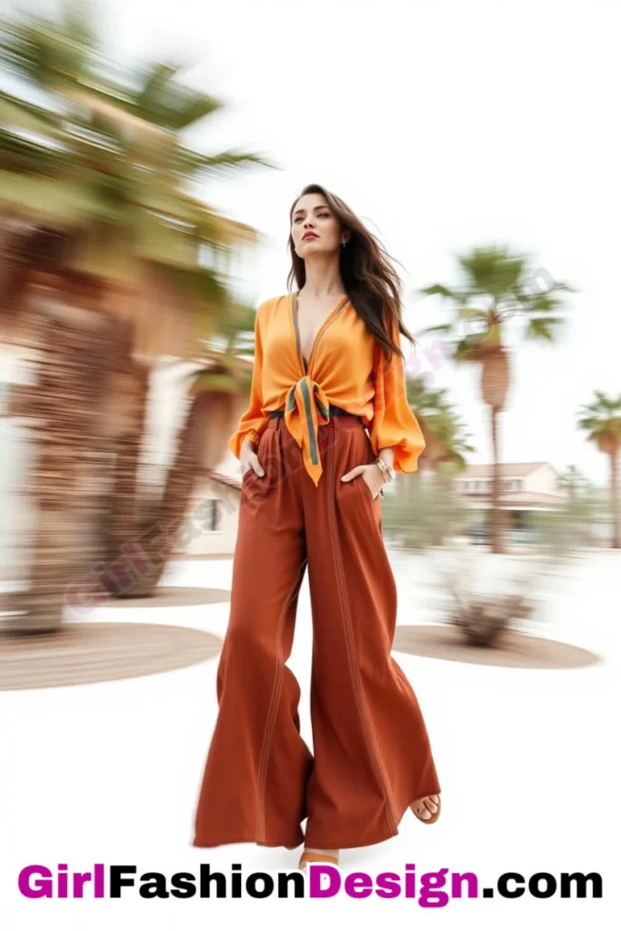 12. Tie-Front Blouse and Palazzo Pants - What Should I Wear in Palm Springs Outfits 31 Best Palm Springs Outfits (4).jpg