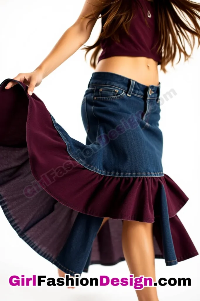 13. Double-Layered Innovation - 21 Effortlessly Cool Jean Skirt Styles for Every Occasion (2)