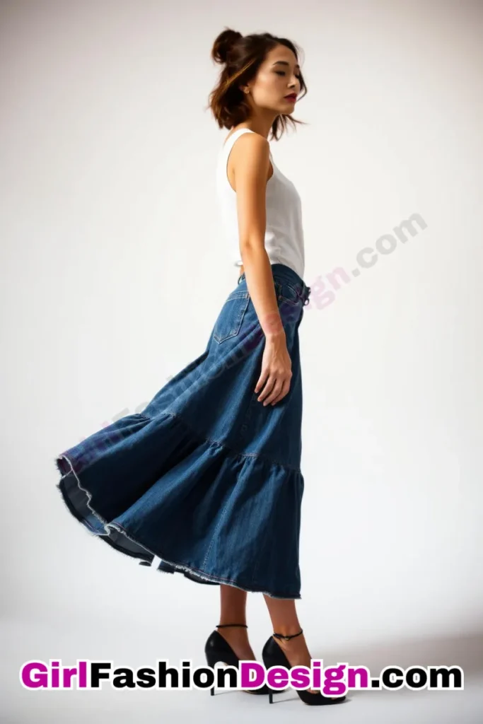 13. Double-Layered Innovation - 21 Effortlessly Cool Jean Skirt Styles for Every Occasion (3)