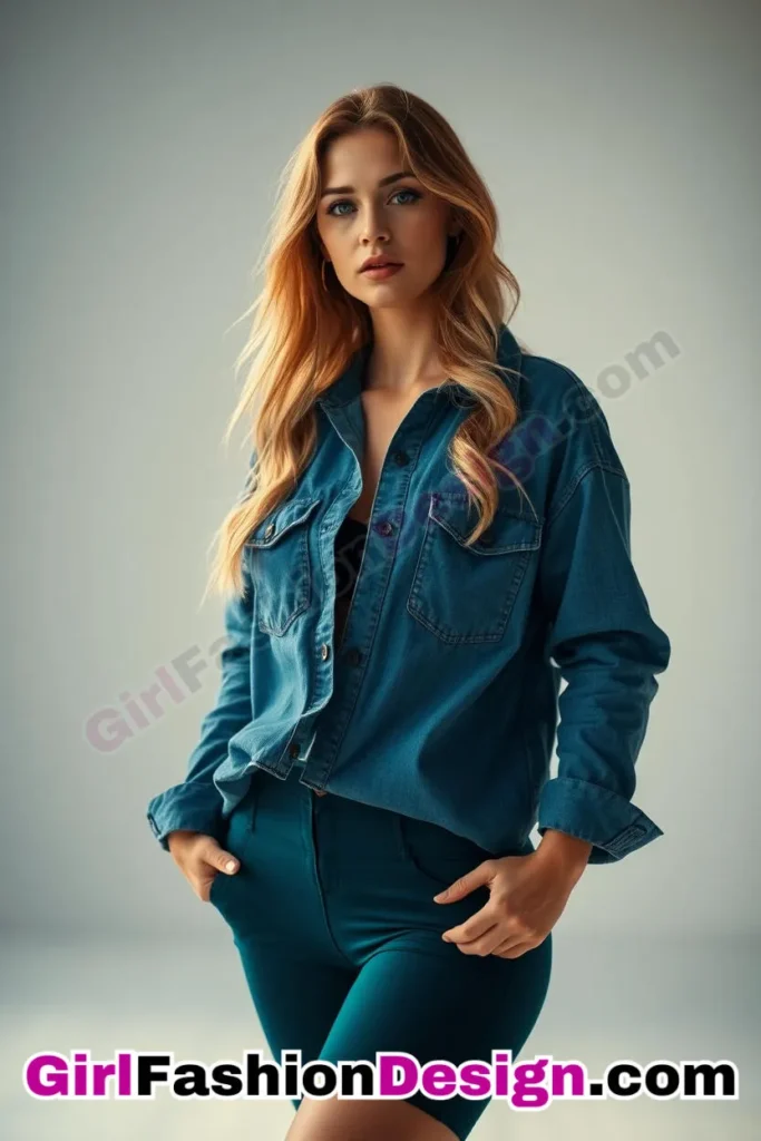 13. Oversized Boyfriend Denim Shirt (Women) With Fitted Bike Shorts (2).jpg