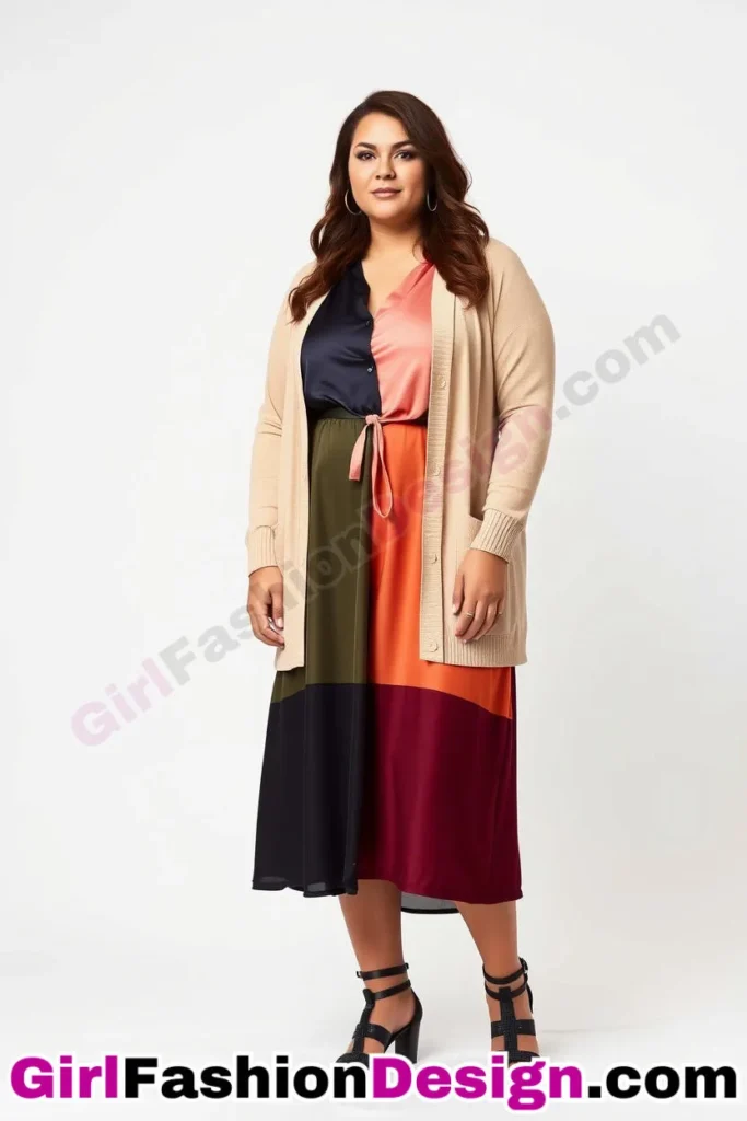 13. Reclaimed Silk Midi Dress and Cardigan Set - 21 Best Plus-Size Office Outfits for Summer Stay Stylish Comfortable in Business Casual (3).jpg