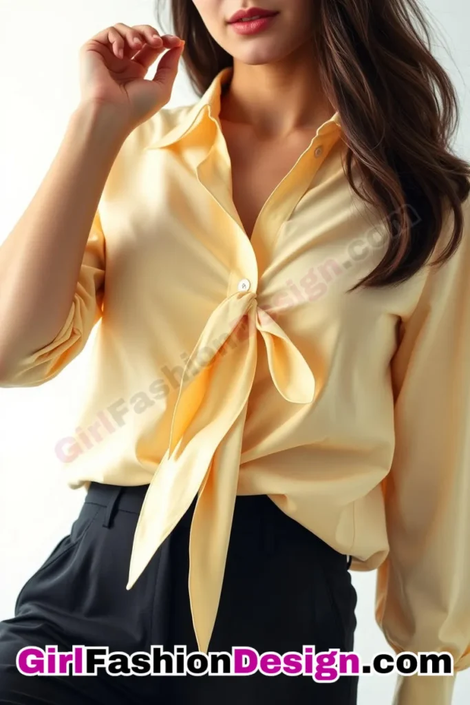 13. Tie-Waist Blouse with Straight-Leg Pants - 51 Top Spring School Outfits for Teen Girls Impress Your Friends with Stylish Looks (5)