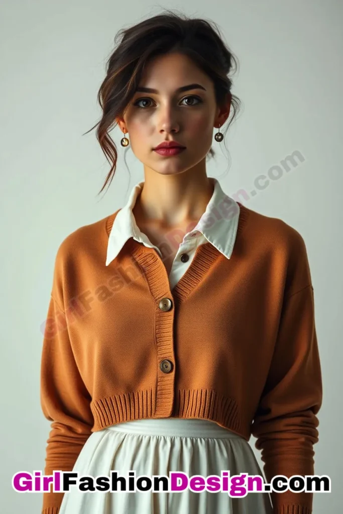 14. Collared Dress under a Cropped Pullover - 51 Top Spring School Outfits for Teen Girls Impress Your Friends with Stylish Looks (1)