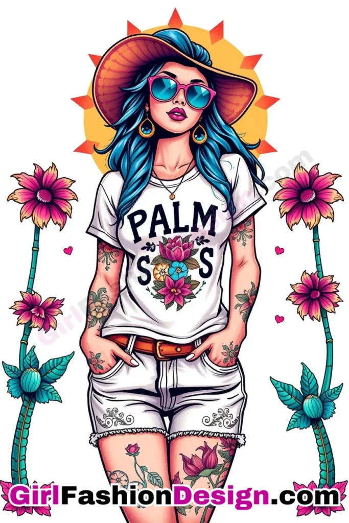 14. Graphic Tee and Paper-Bag Shorts - What Should I Wear in Palm Springs Outfits 31 Best Palm Springs Outfits (2).jpg