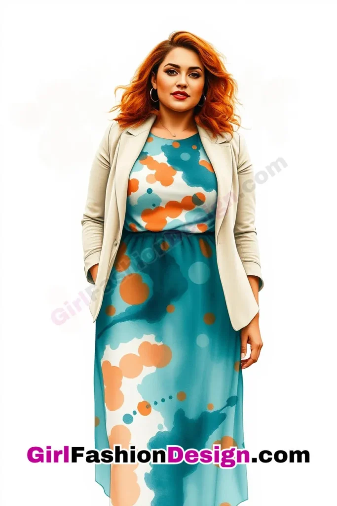 14. Mixed-Print Dress with Coordinated Blazer - 25 Trending Plus-Size Corporate Outfits You Need to Try (5).jpg