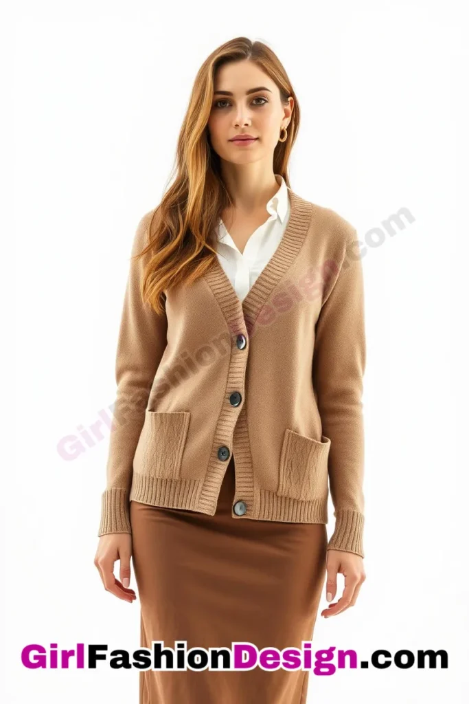 14. Recycled Cotton Cardigan with Midi Pencil Skirt - 21 Best Eco-Friendly Business Casual Outfits for Women Stylish Sustainable Office Wear Ideas (2).jpg