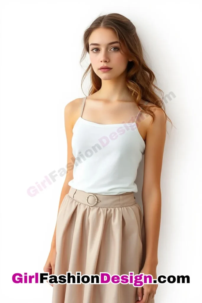 15. Satin Skirt & Basic Tank - 25 Best Trendy Spring School Outfits for Teen Girls Dress to Impress This Season (4).jpg