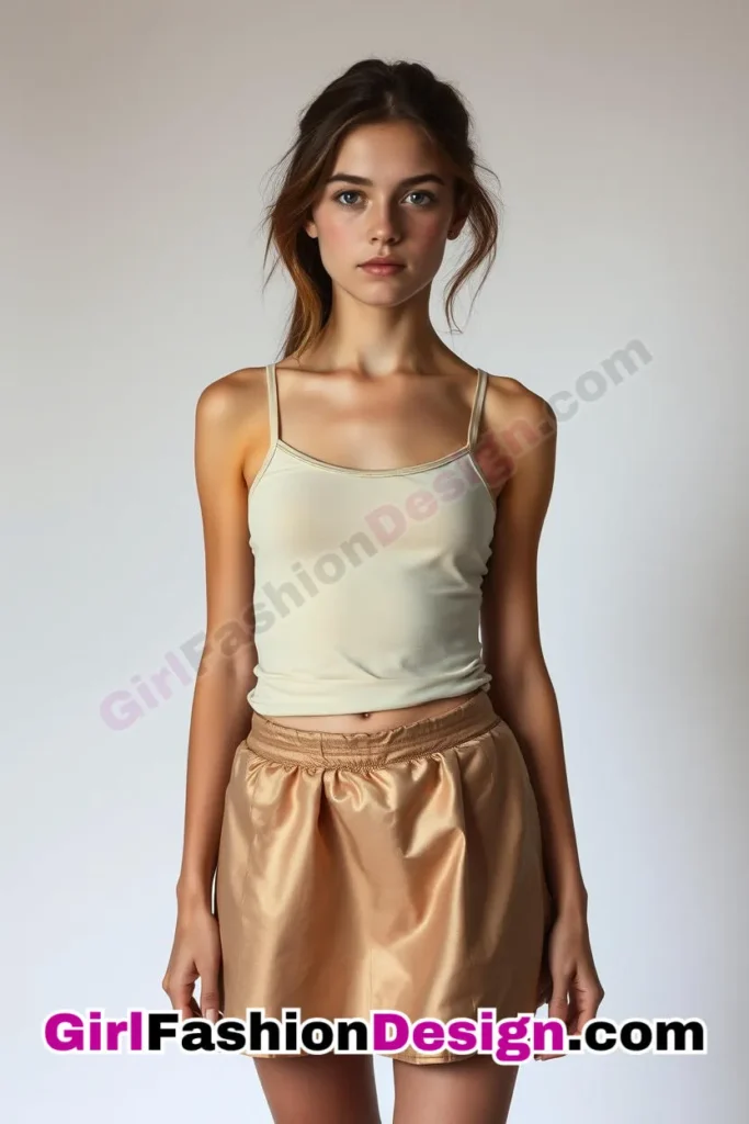 15. Satin Skirt & Basic Tank - 25 Best Trendy Spring School Outfits for Teen Girls Dress to Impress This Season (5).jpg