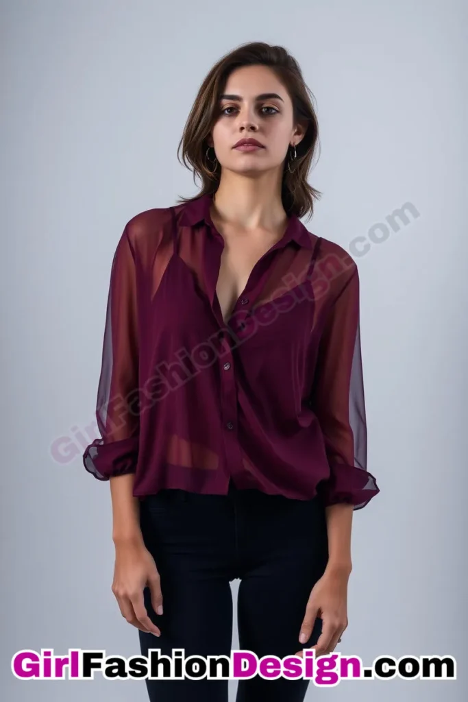 15. Sheer Blouse with Camisole Layer - 21 Must-Try Flare Legging Outfits for Women Stylish Ways to Wear Flare Leggings (3)