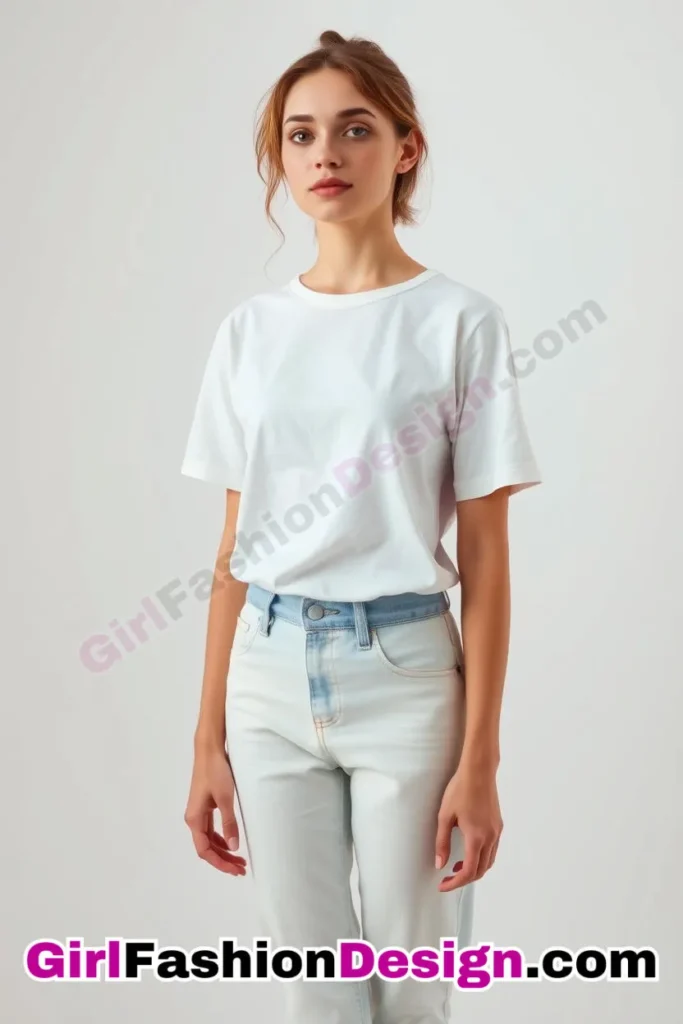 15. Two-Toned Jeans with a Minimalist T-Shirt - 51 Top Spring School Outfits for Teen Girls Impress Your Friends with Stylish Looks (1)