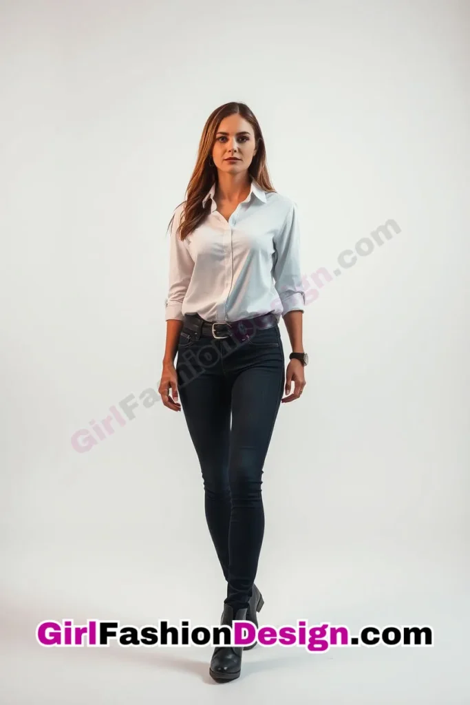 17. Dark-Wash Skinny Jeans & Formal Blouse - 25 Trendsetting Corporate Outfits for the Modern Professional Women (1).jpg