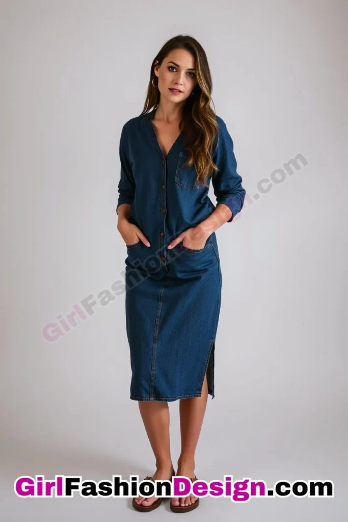 17. Relaxed Tunic-Inspired Style - 21 Effortlessly Cool Jean Skirt Styles for Every Occasion (2)