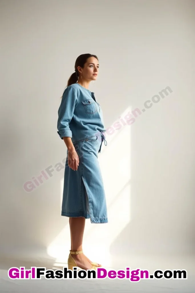 17. Relaxed Tunic-Inspired Style - 21 Effortlessly Cool Jean Skirt Styles for Every Occasion (3)