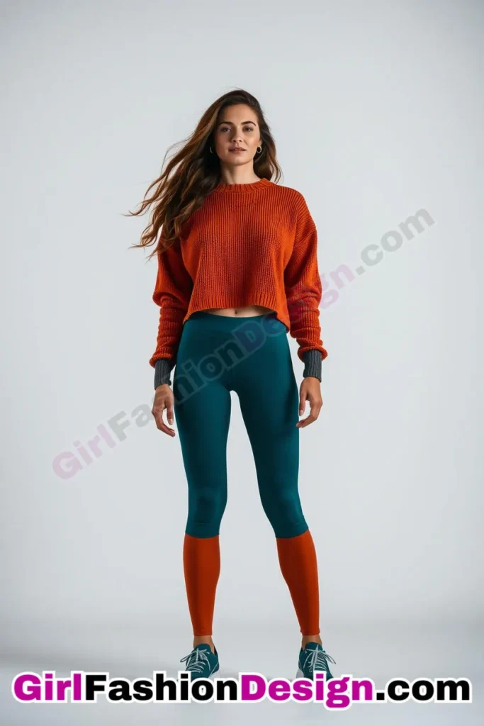 18. Crop Sweater and High-Waisted Flare Leggings - 21 Must-Try Flare Legging Outfits for Women Stylish Ways to Wear Flare Leggings (1)