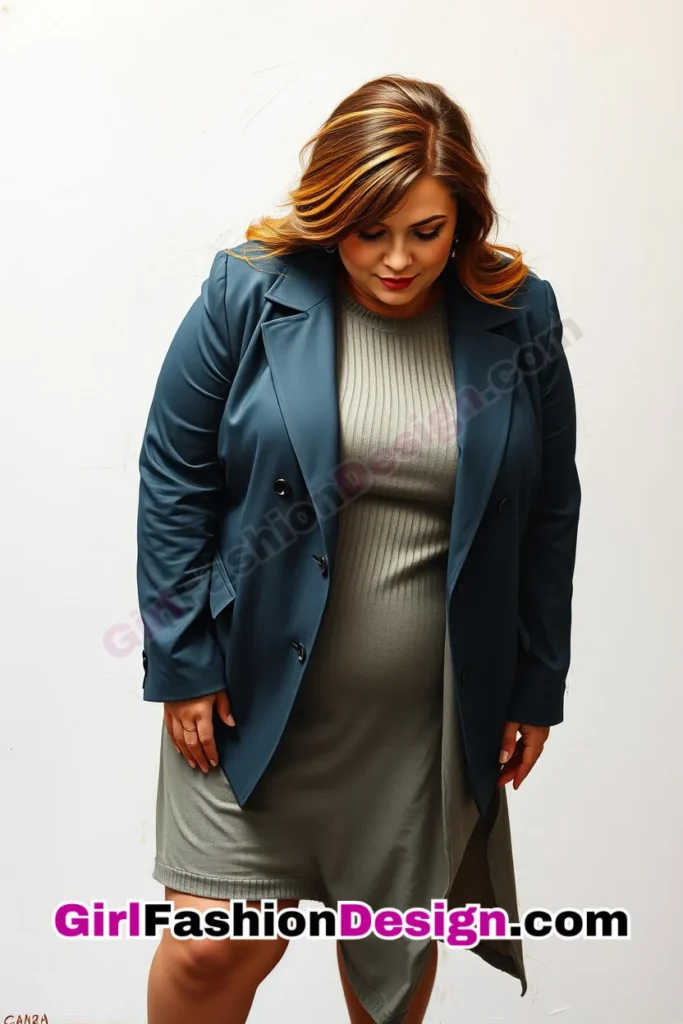 18. Structured Blazer over a Soft Knit Dress - 25 Trending Plus-Size Corporate Outfits You Need to Try (3).jpg