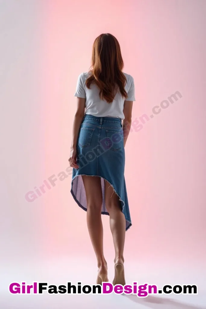 19. Dynamic High-Low Hem - 21 Effortlessly Cool Jean Skirt Styles for Every Occasion (1)