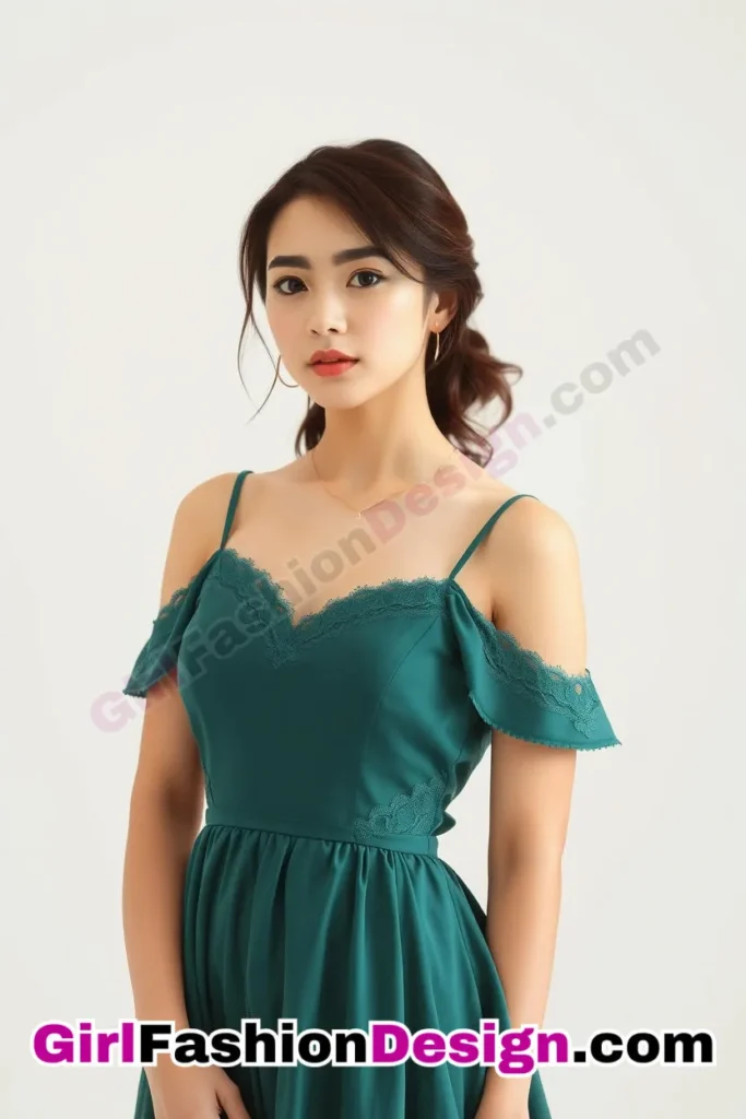 2. Classic A-Line With Lace Accents - What to Wear to Look Fabulous 21 Top Emerald Green Dresses for Evening Events (1).jpg