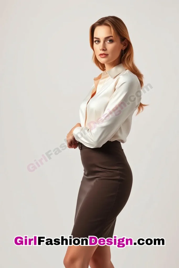 2. Classic Pencil Skirt & Silk Blouse - 25 Trendsetting Corporate Outfits for the Modern Professional Women (1).jpg