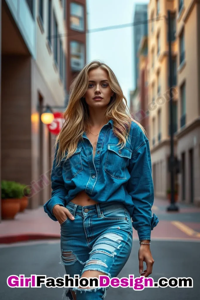 2. Distressed Boyfriend Jeans with Oversized Denim Shirt for Girls (1).jpg