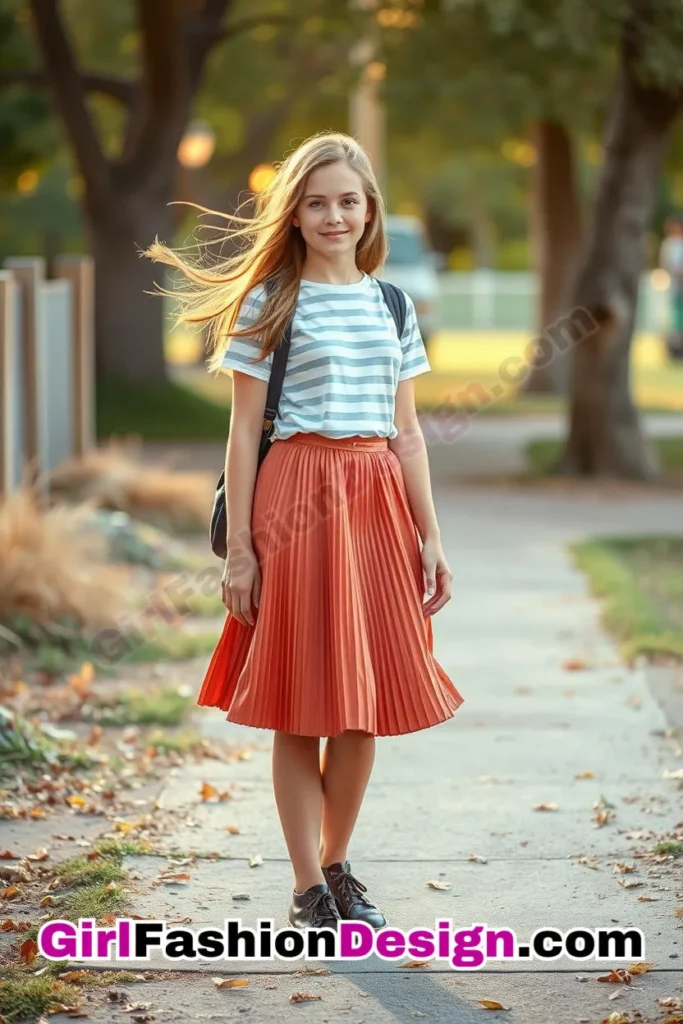 2. Preppy Chic with Pleated Skirts - 25 Best Trendy Spring School Outfits for Teen Girls Dress to Impress This Season (5).jpg