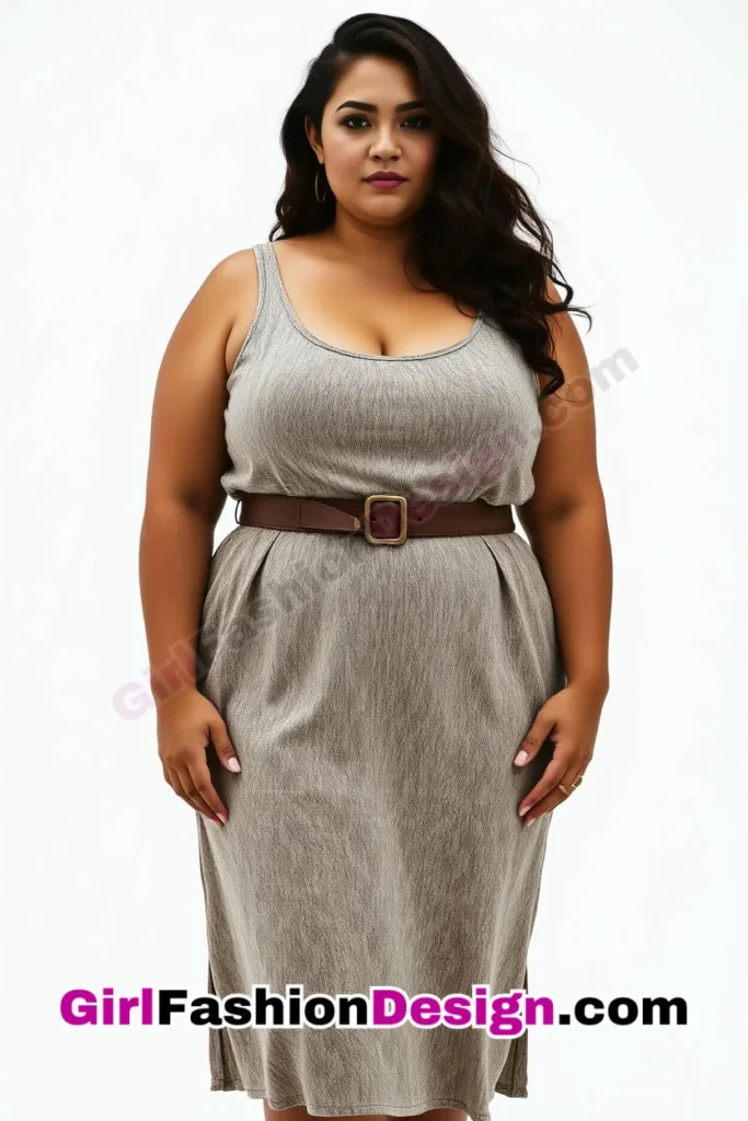 2. Textured A-Line Dress with Minimalist Belt - 25 Trending Plus-Size Corporate Outfits You Need to Try (2).jpg