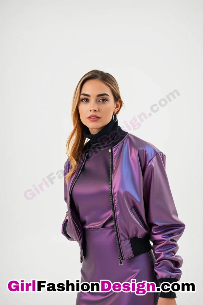 20. Satin Bomber with a Turtleneck Dress - 51 Top Spring School Outfits for Teen Girls Impress Your Friends with Stylish Looks (3)