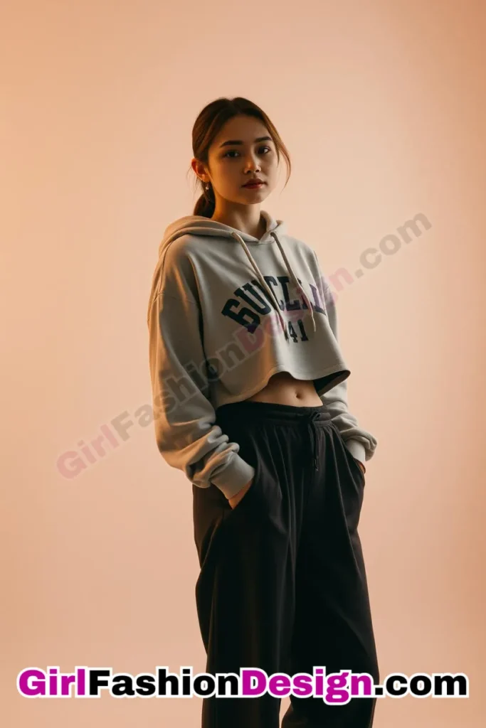 21. Cropped Graphic Hoodie with Wide-Leg Pants - 51 Top Spring School Outfits for Teen Girls Impress Your Friends with Stylish Looks (1)