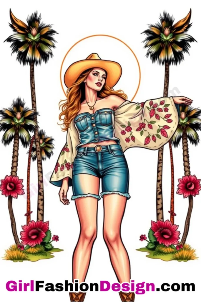 22. Denim Cutoffs with a Flowy Bell-Sleeve Top - What Should I Wear in Palm Springs Outfits 31 Best Palm Springs Outfits (3).jpg