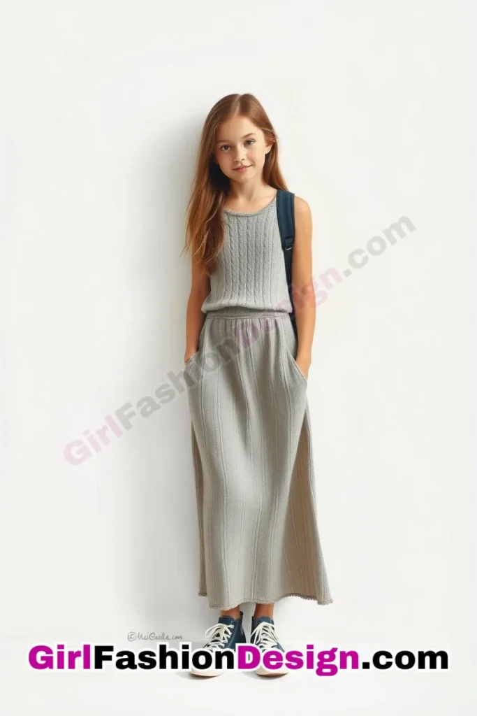 22. Knit Maxi Dress & Sneakers - 25 Best Trendy Spring School Outfits for Teen Girls Dress to Impress This Season (7).jpg