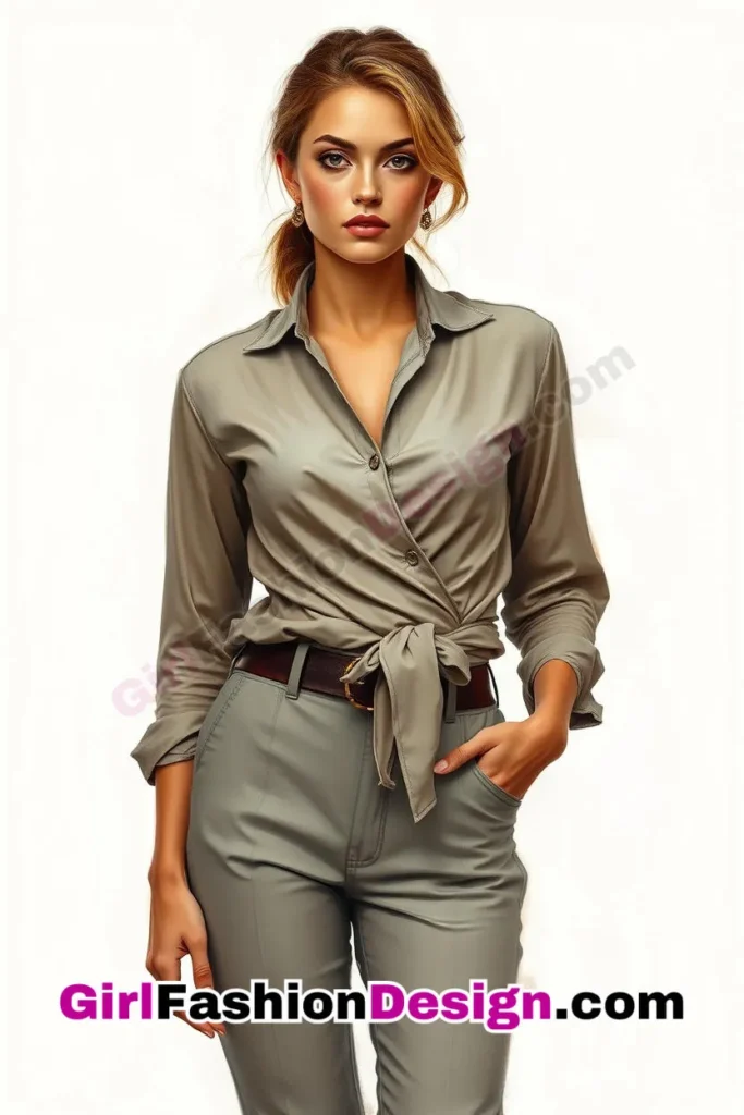 22. Sleek Wrap Blouse & Tapered Pants - 25 Trendsetting Corporate Outfits for the Modern Professional Women (2).jpg