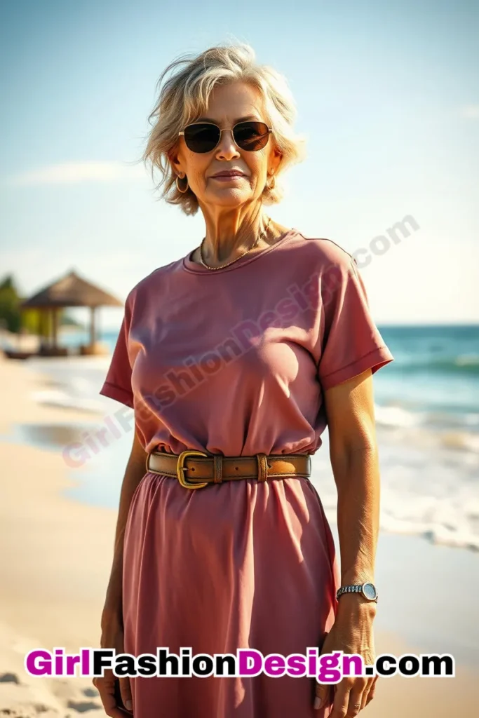 22. T-Shirt Dress & Belted Waist - 24 Best Beachwear Outfits for Women Over 50 Trending Perfect 50s-Inspired Look (2).jpg