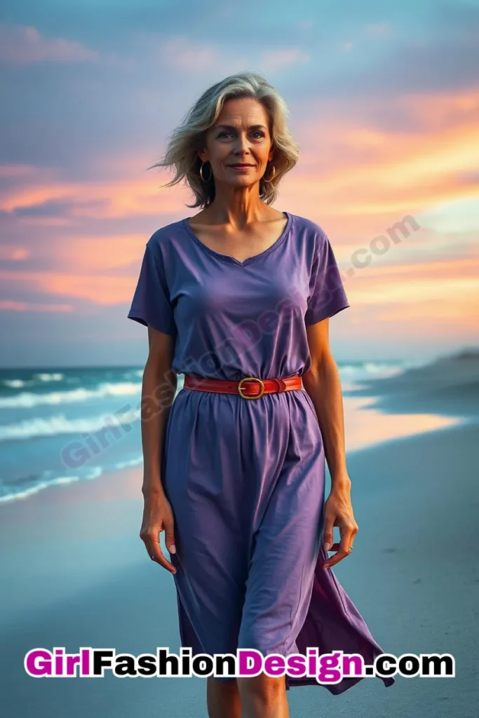 22. T-Shirt Dress & Belted Waist - 24 Best Beachwear Outfits for Women Over 50 Trending Perfect 50s-Inspired Look (5).jpg