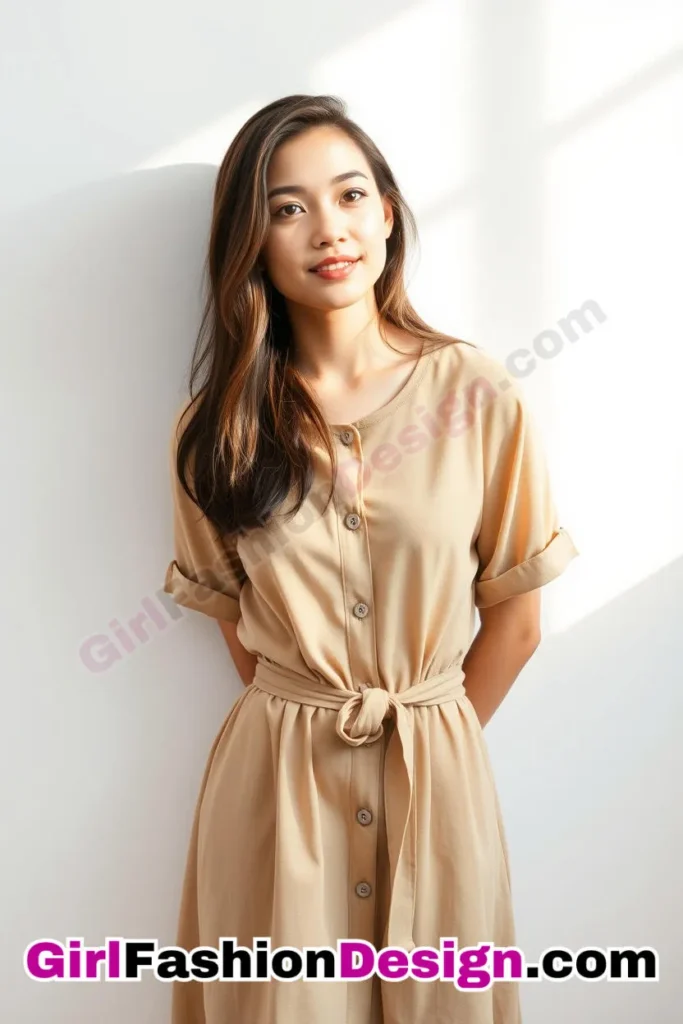 24. Button-Up Dress with a Belted Waist - 51 Top Spring School Outfits for Teen Girls Impress Your Friends with Stylish Looks (4)