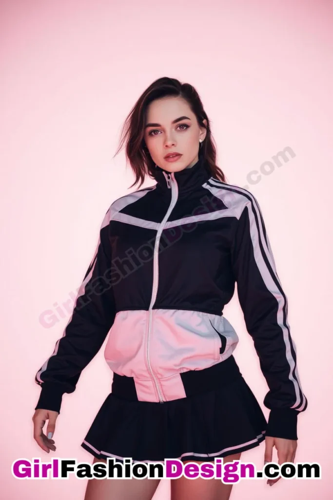 26. Sporty Track Jacket with a Skater Skirt - 51 Top Spring School Outfits for Teen Girls Impress Your Friends with Stylish Looks (4)