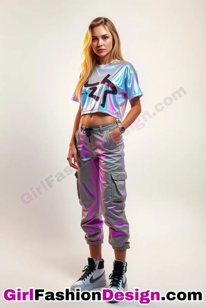 27. Bold Neon Graffiti Crop Tops + Team with cargo capris and edgy high-top sneakers (2).jpg