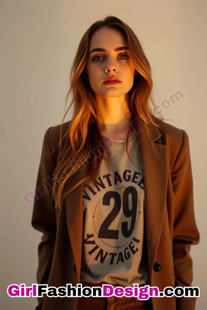 29. Vintage Graphic Tee under a Blazer - 51 Top Spring School Outfits for Teen Girls Impress Your Friends with Stylish Looks (2)