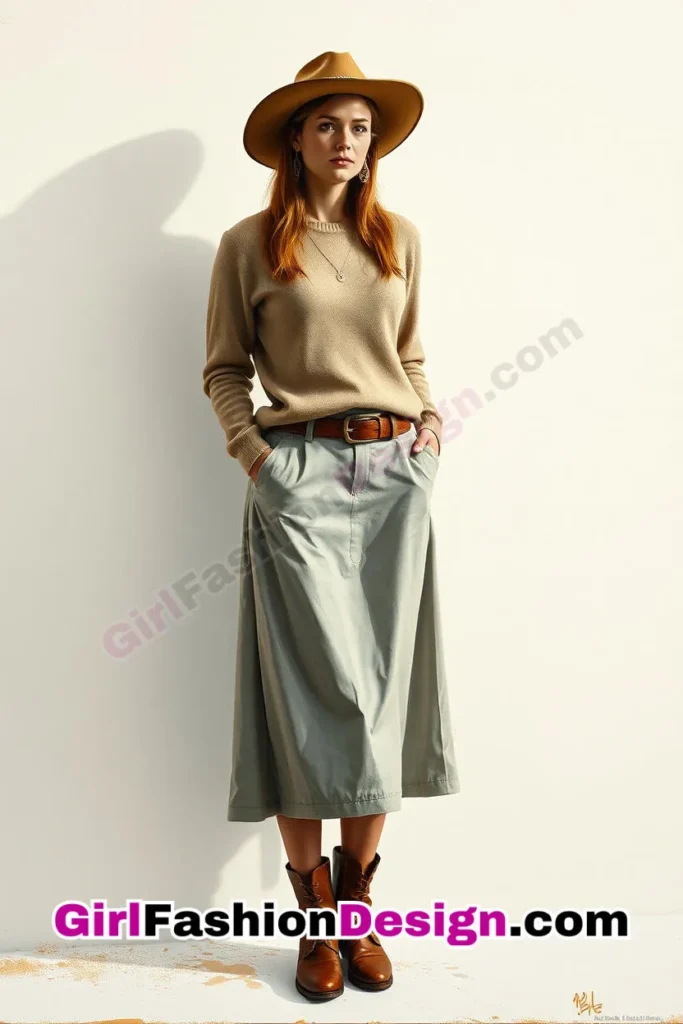 3. A-Line Midi Skirt & Fitted Sweater - 25 Trendsetting Corporate Outfits for the Modern Professional Women (3).jpg