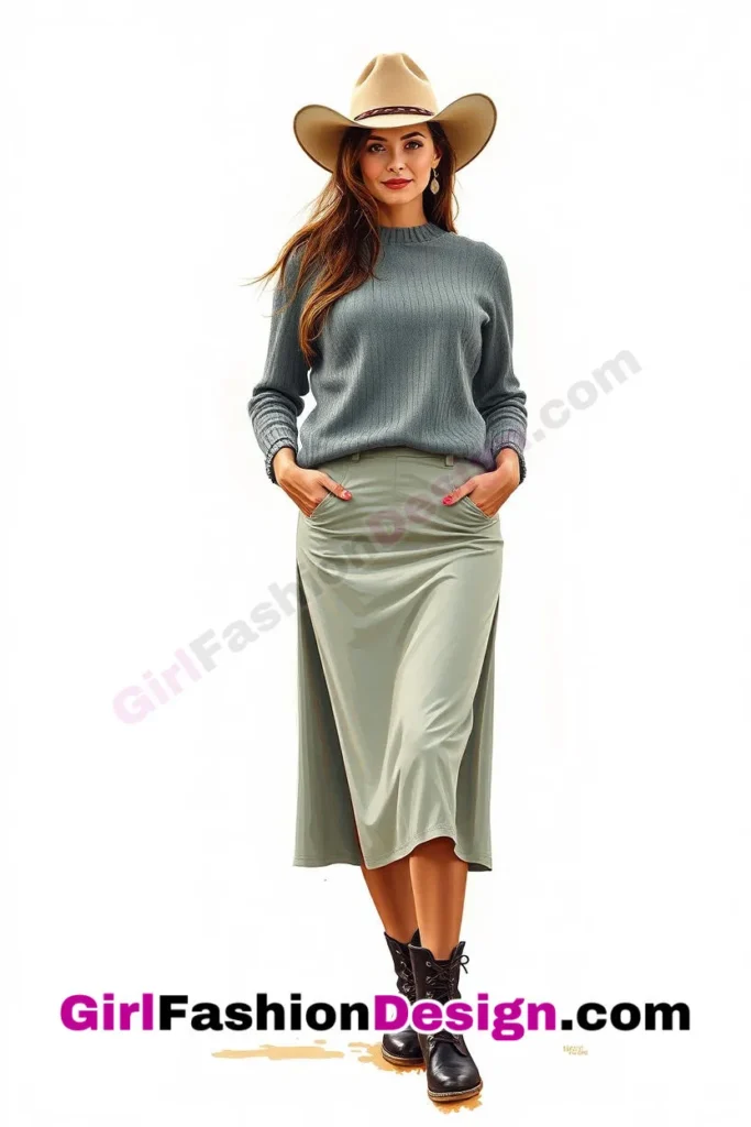 3. A-Line Midi Skirt & Fitted Sweater - 25 Trendsetting Corporate Outfits for the Modern Professional Women (5).jpg