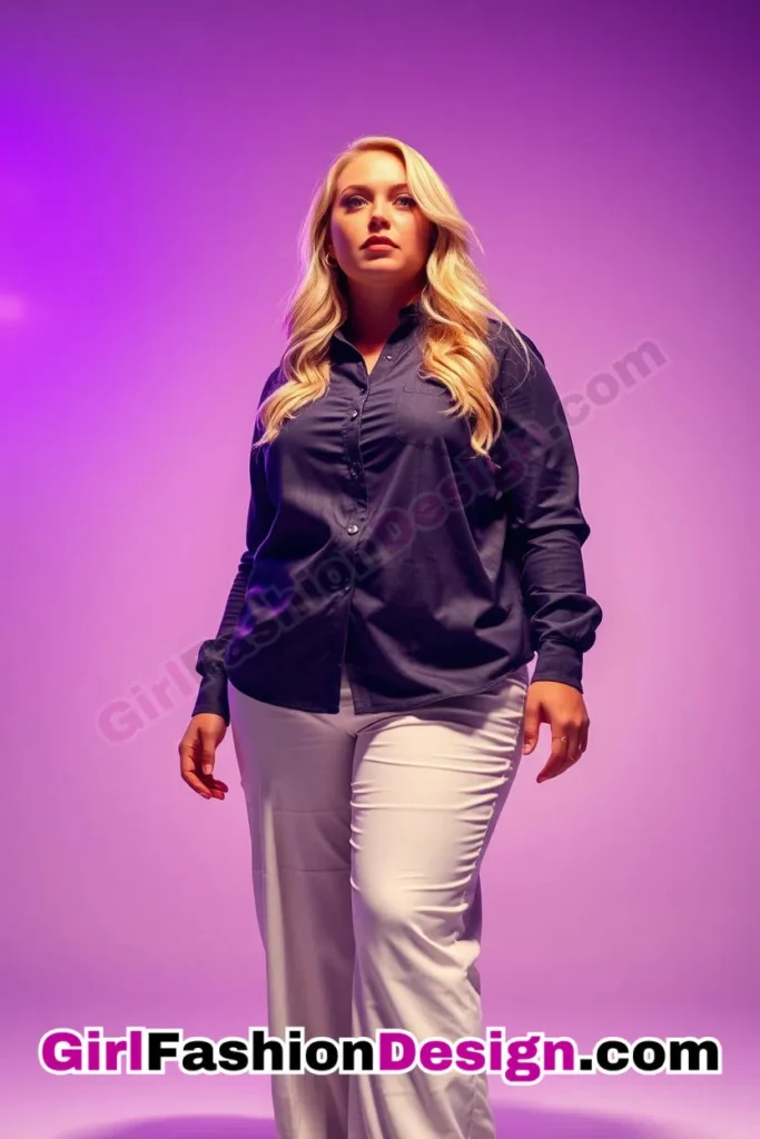 3. Charcoal Button-Down Shirt with Cream Wide-Leg Pants For Plus Size Luxury Office Wear (1).jpg