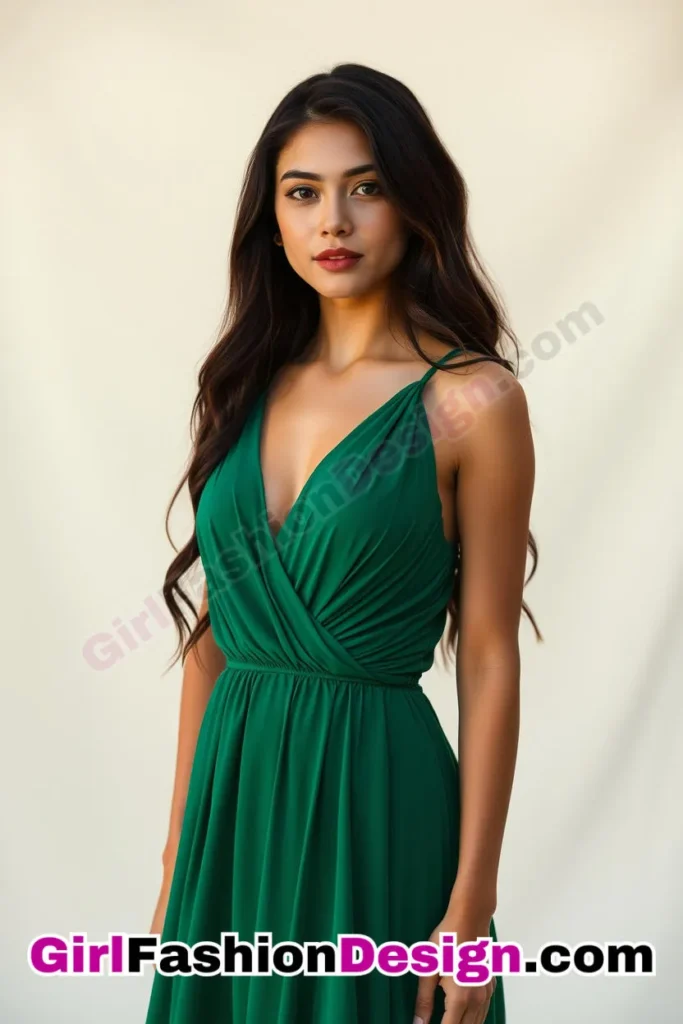 3. Plunging Neckline Maxi Dress - What to Wear to Look Fabulous 21 Top Emerald Green Dresses for Evening Events (1).jpg