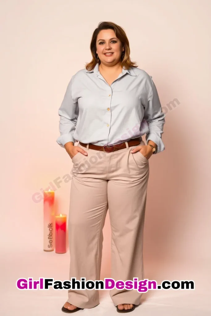 3. Wide-Leg Trousers and Button-Down Shirt - 25 Trending Plus-Size Corporate Outfits You Need to Try (3).jpg