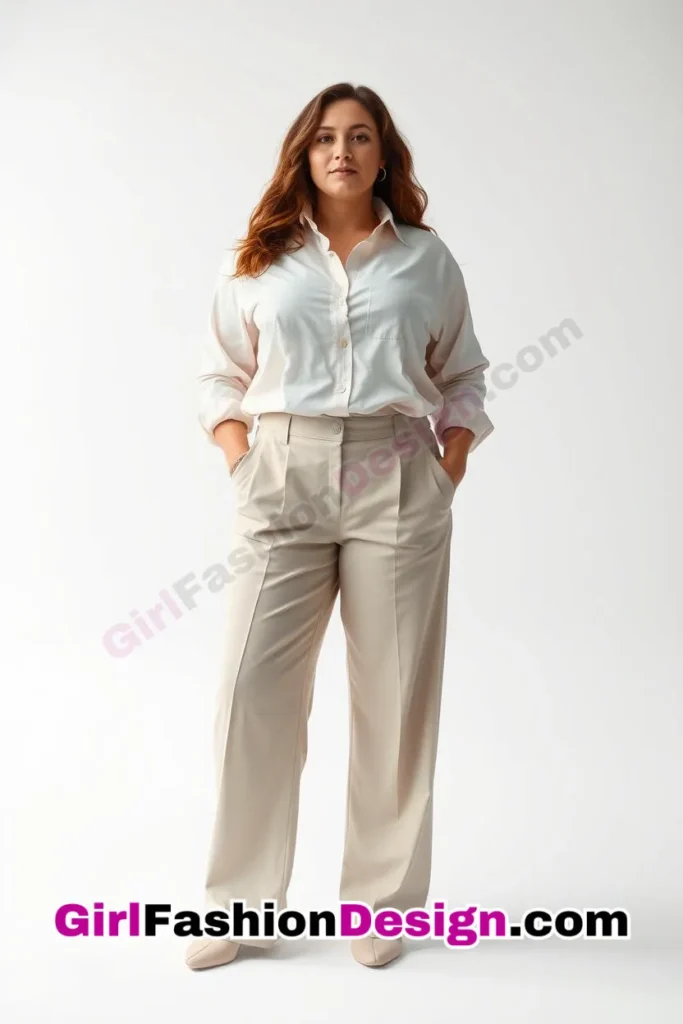 3. Wide-Leg Trousers and Button-Down Shirt - 25 Trending Plus-Size Corporate Outfits You Need to Try (5).jpg