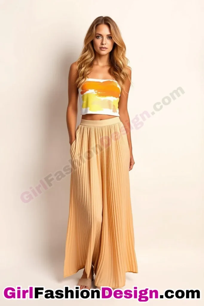 36. Bold Painted Brushstroke Crop Tops + Style with a pleated maxi skirt and slip-on mules (2).jpg